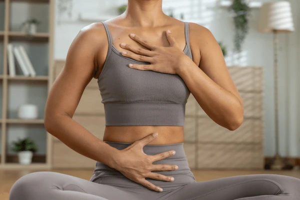 Guided pranayama and breath awareness practice in a peaceful setting